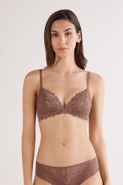 Beige Pretty Flower Triangle Bra, , large image number 0