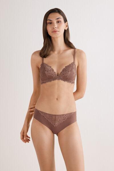 Beige Pretty Flower Triangle Bra, , large image number 1
