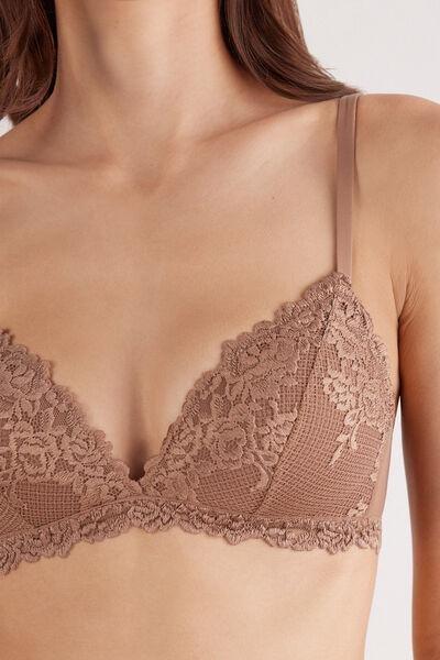 Beige Pretty Flower Triangle Bra, Brown Mocha, large image number 5