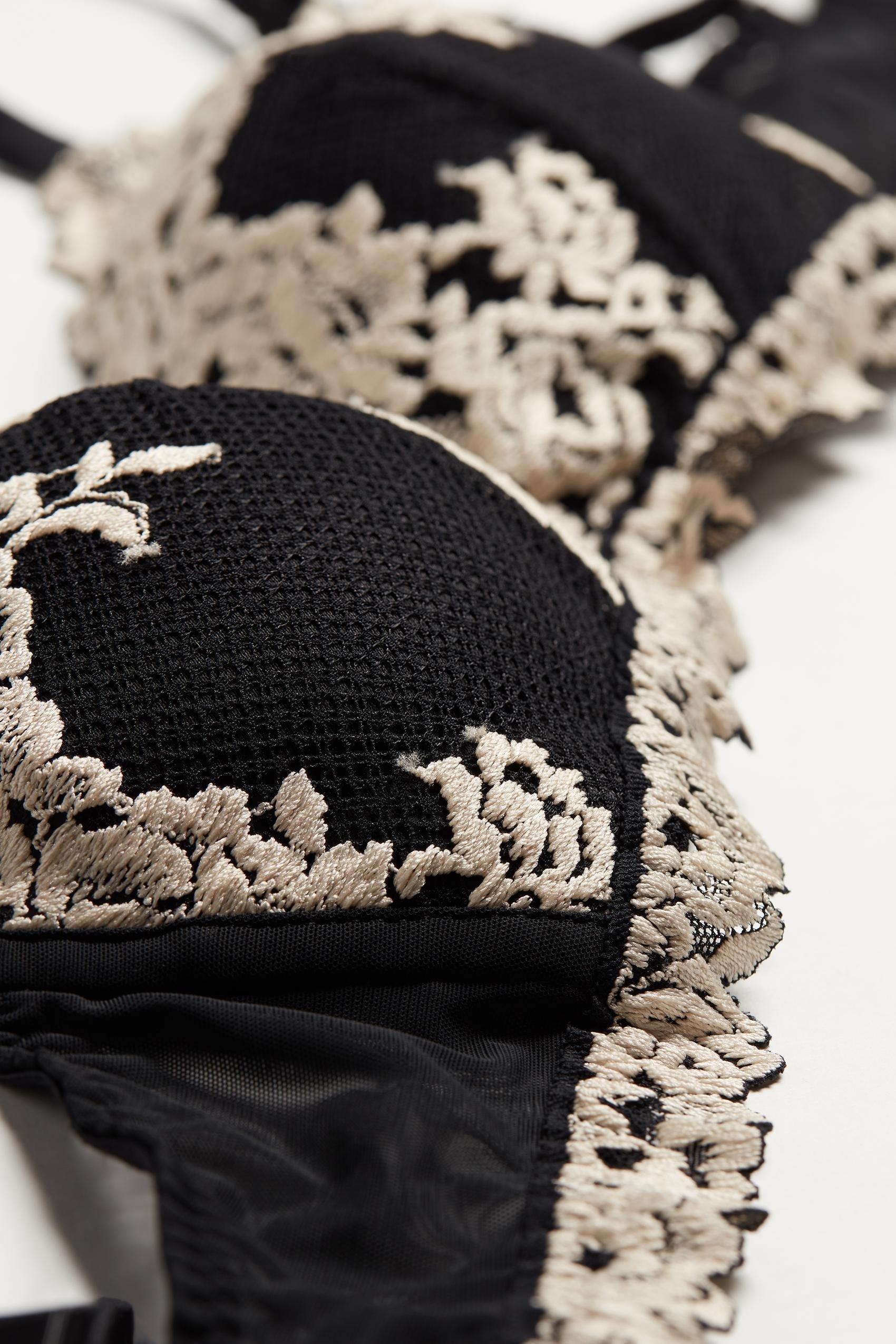 Black Pretty Flower Triangle Bra, , large image number 5