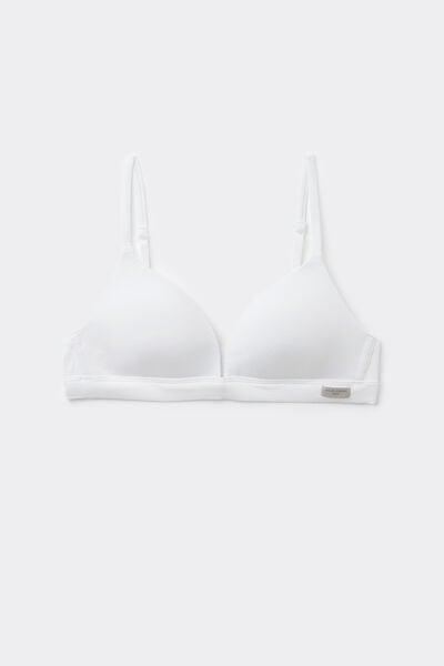 White Natural Cotton Triangle Bra, White, large image number 3