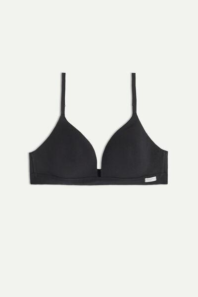 Black Tiziana Cotton Triangle Bra, , large image number 2