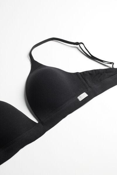 Black Tiziana Cotton Triangle Bra, , large image number 4
