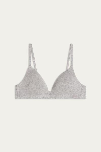 Grey Natural Cotton Triangle Bra, , large image number 2