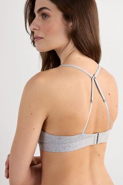 Grey Natural Cotton Triangle Bra, Light Grey Blend, large image number 5