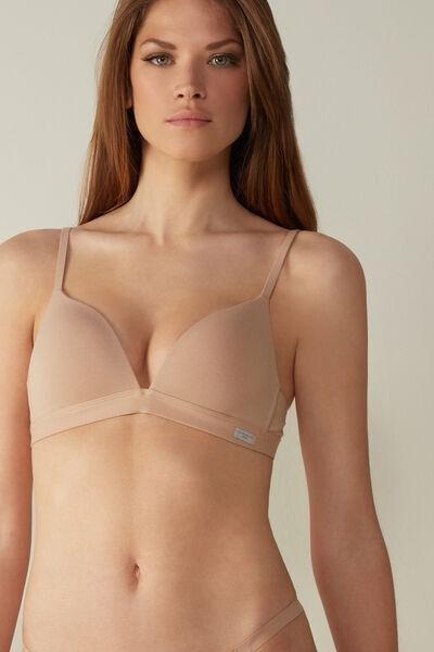 Beige Natural Cotton Triangle Bra, , medium