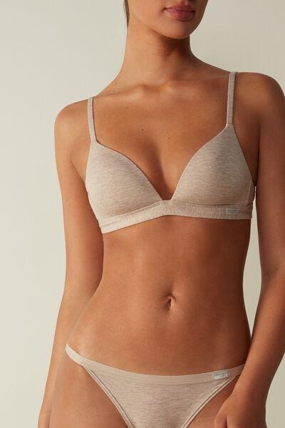 Beige Natural Cotton Triangle Bra, , large image number 0