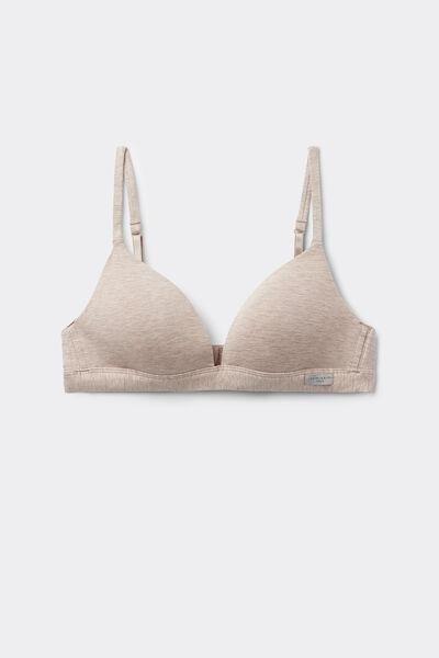 Beige Natural Cotton Triangle Bra, , large image number 2