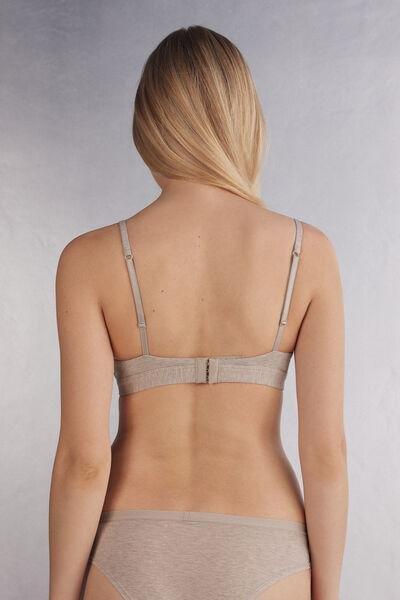 Beige Natural Cotton Triangle Bra, , large image number 3