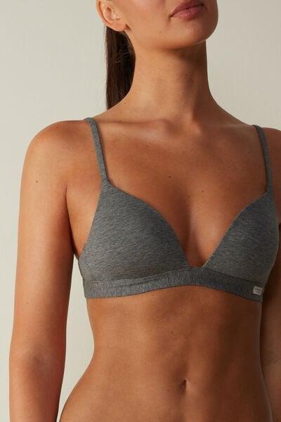 Grey Natural Cotton Triangle Bra, Cloud Grey Blend, large image number 1