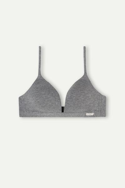 Grey Natural Cotton Triangle Bra, , large image number 2