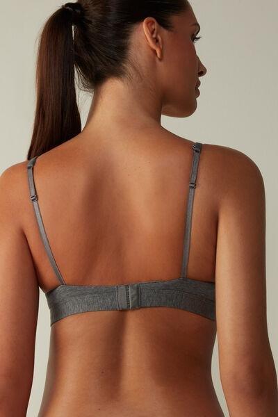 Grey Natural Cotton Triangle Bra, , large image number 3