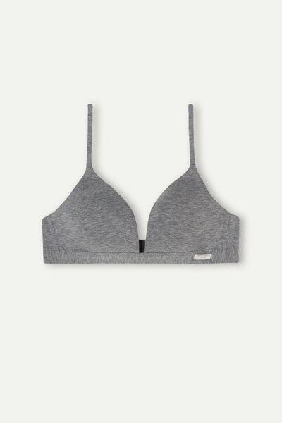 Grey Natural Cotton Triangle Bra, Cloud Grey Blend, large image number 3