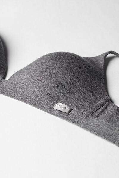 Grey Natural Cotton Triangle Bra, , large image number 4
