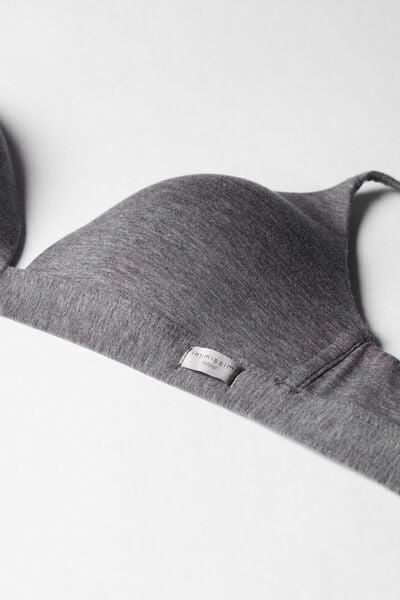 Grey Natural Cotton Triangle Bra, Cloud Grey Blend, large image number 4