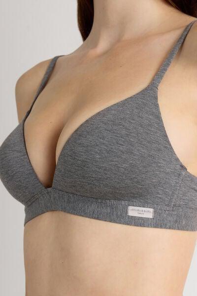 Grey Natural Cotton Triangle Bra, Cloud Grey Blend, large image number 5