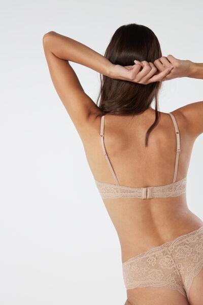 Beige Lace Triangle Bra, , large image number 4