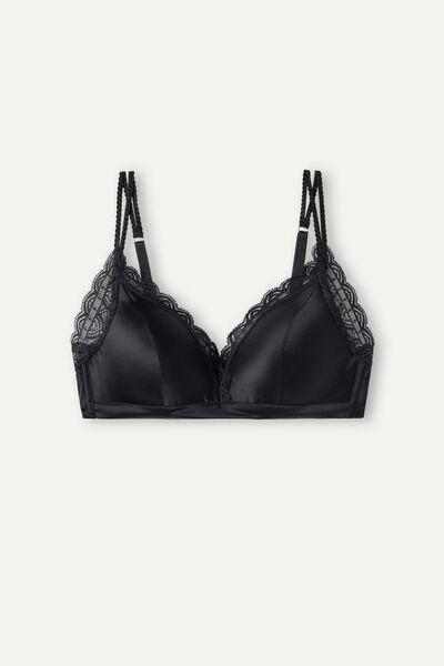 Black Silk And Lace Triangle Bra, , large image number 2