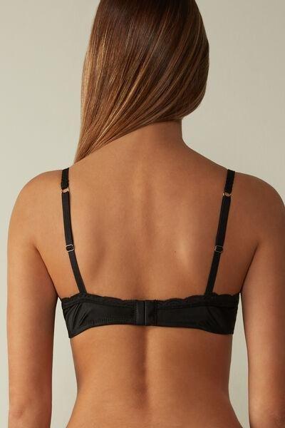 Black Tiziana Silk And Lace Triangle Bra, Women, , large image number 3