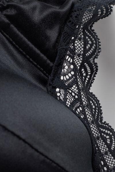 Black Silk And Lace Triangle Bra, , large image number 5