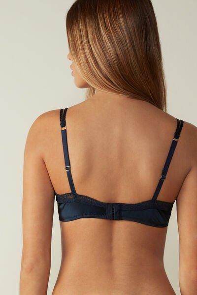 Navy Tiziana Silk And Lace Bra, , large image number 2