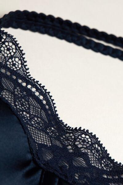 Navy Tiziana Silk And Lace Bra, , large image number 4