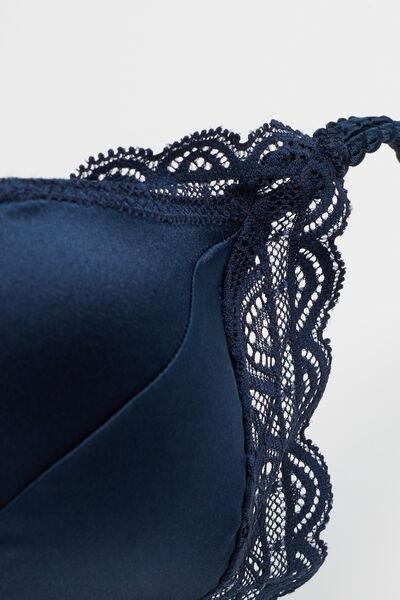 Navy Silk And Lace Bra, Intense Blue, large image number 7