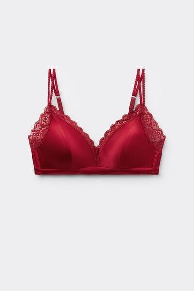 Red Tiziana Wireless Lace Triangle Bra, Red, large image number 5