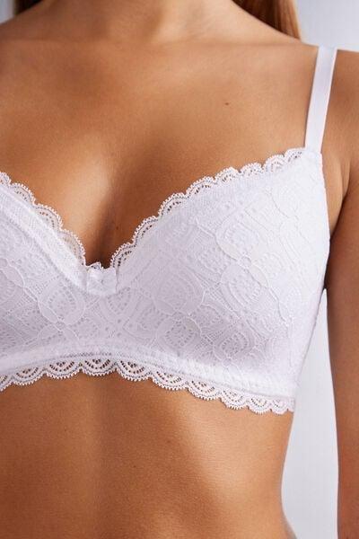 White Adele Lace Triangle Bra, White, large image number 5