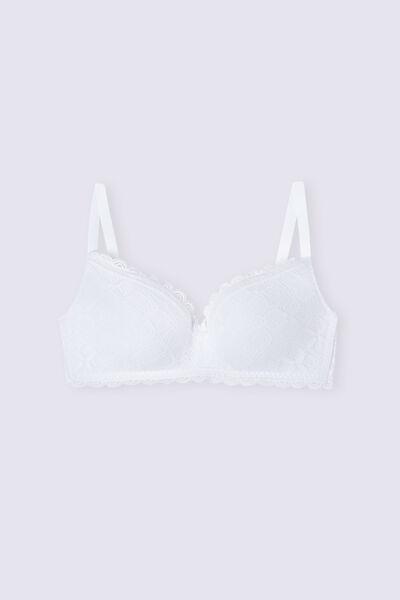 White Adele Lace Triangle Bra, White, large image number 6