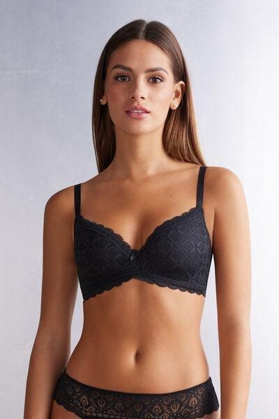 Black Adele Lace Triangle Bra, , large image number 0