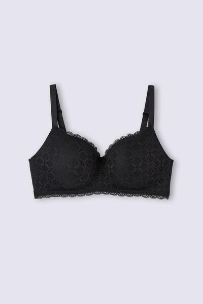 Black Adele Lace Triangle Bra, Black, large image number 6