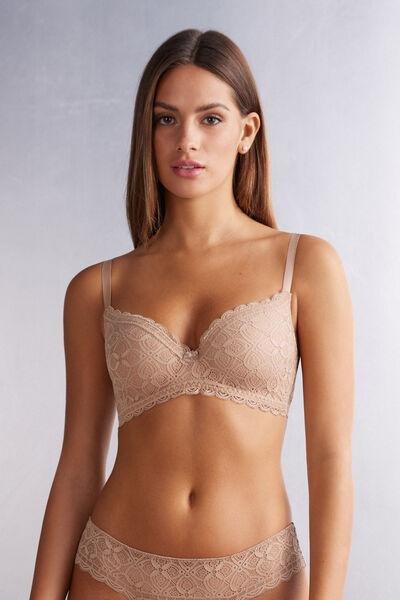 Beige Adele Lace Triangle Bra, , large image number 0