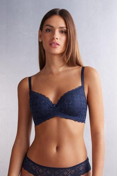 Blue Adele Lace Triangle Bra, Intense Blue, large image number 0