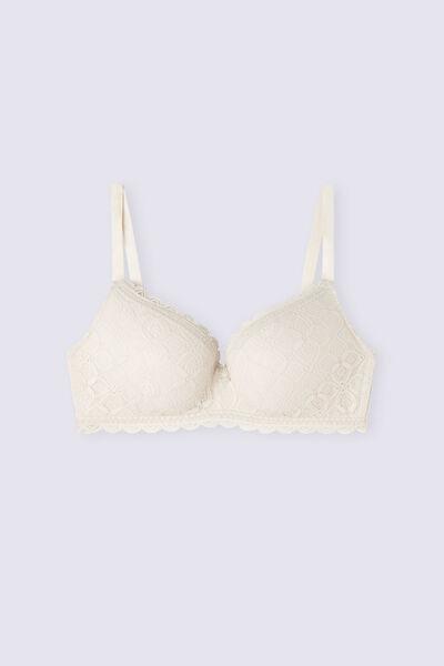 Cream Silk Adele Lace Triangle Bra, Silk, large image number 2