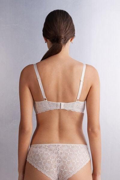 Cream Silk Adele Lace Triangle Bra, Silk, large image number 2