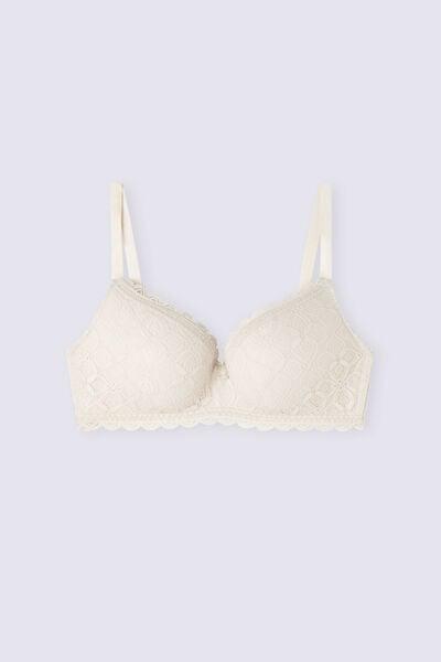 Cream Silk Adele Lace Triangle Bra, Silk, large image number 3