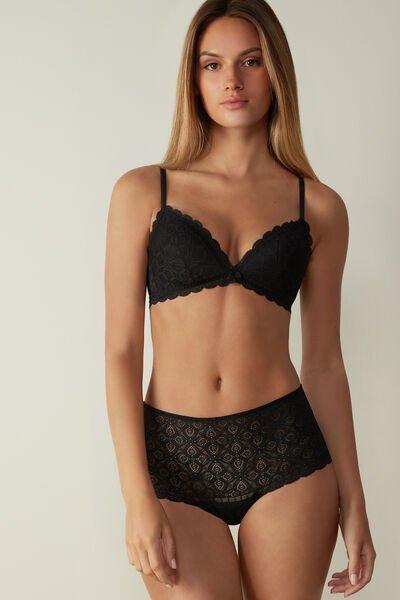 Black Tiziana Lace Triangle Bra, Black, large image number 0