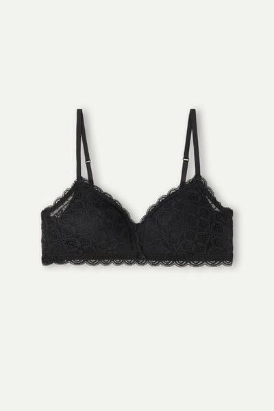 Black Tiziana Lace Triangle Bra, Black, large image number 4