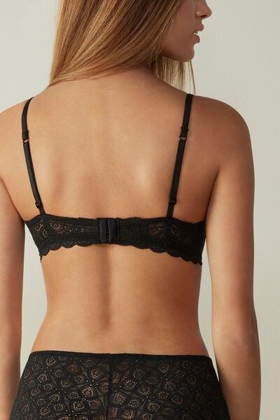 Black Tiziana Lace Triangle Bra, Black, large image number 6