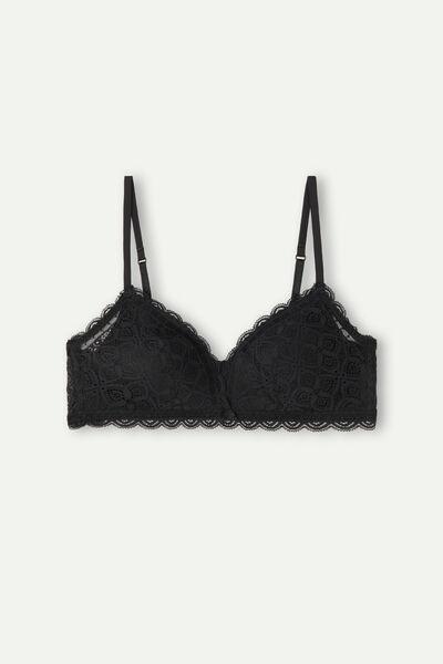 Black Tiziana Lace Triangle Bra, Black, large image number 7