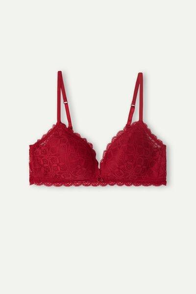 Red Tiziana Lace Triangle Bra, , large image number 2