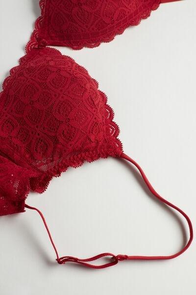 Red Tiziana Lace Triangle Bra, , large image number 4