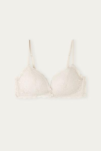 White Silk Tiziana Lace Triangle Bra, , large image number 2