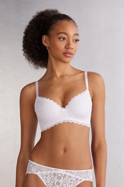 White Adele Lace Triangle Bra, , large image number 0