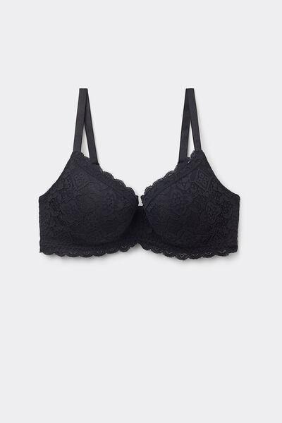 Black Tiziana Lace Triangle Bra, , large image number 4