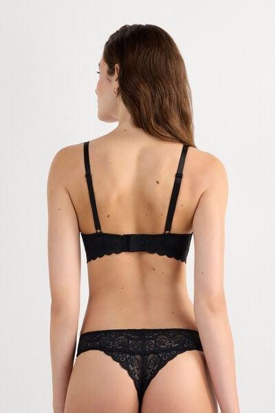 Black Tiziana Lace Triangle Bra, Black, large image number 5