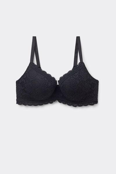 Black Tiziana Lace Triangle Bra, Black, large image number 6