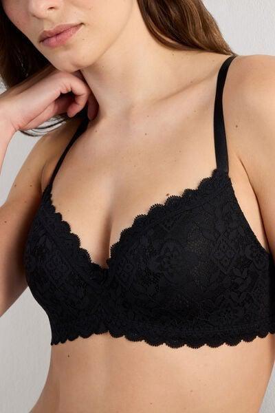 Black Tiziana Lace Triangle Bra, Black, large image number 11