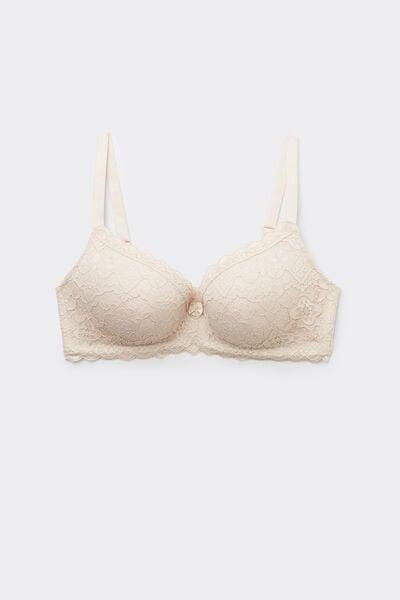 Cream Tiziana Lace Triangle Bra, Silk, large image number 7